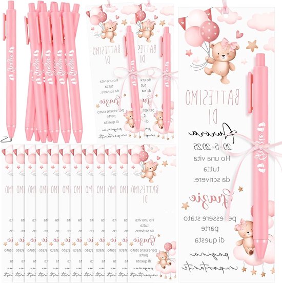 Doop Bedankjes - Gastgeschenken - Babyshower Decoratie - Teddybeer Thema - 30 Stuks - Roze