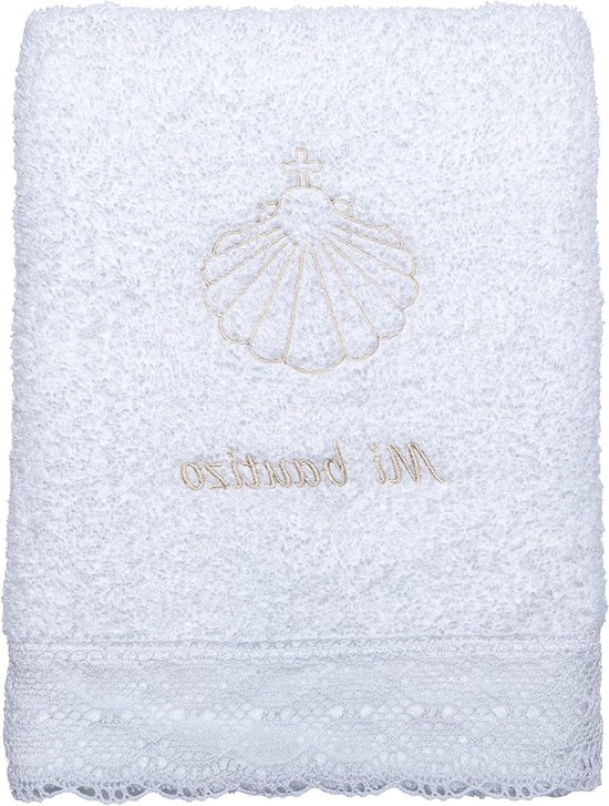 Doophanddoek met kant - Baby handdoek Doopgeschenk - Aandenken bewaren - 100% katoen - 50 x 100 cm - Wit