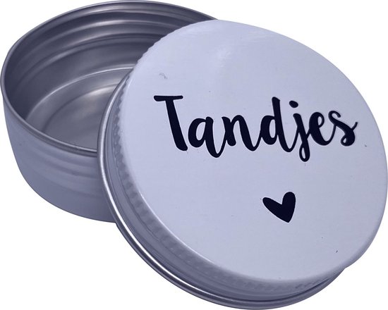 doosje melktandjes hartje - tandendoosje - tandenblikje - wit - Sproetiz