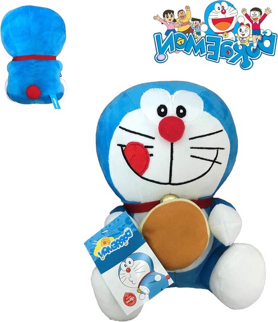 Doraemon Dorayaki - Pluche knuffel - Spelen en decoratie - Zacht katoen - 25 cm - Blauw