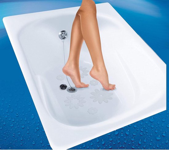 Douche Anti Slip Stickers - Badkuip Stickers - Veilig Douchen - Bloemen Design - 18 Stuks - Transparant