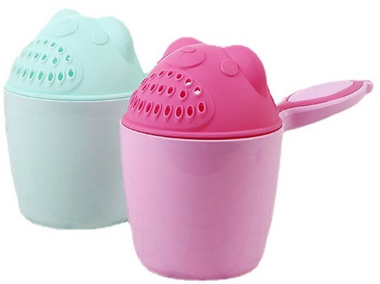 Douche beker - 2stuks - Haar wassen zonder shampoo in de ogen - Badgieter - Spoelen Shampoo Spoeler - Haarspoelbeker voor baby's - Baby Haarspoeling Kruik Baby Haarspoelbeker - Kraamcadeau - Groen, roze van Badgieter