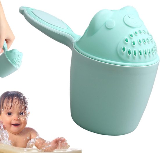 Douche beker - Douchebeker - haarspoelbeker voor baby's - Shampoo spoelbeker voor in bad - Baby Haar Cut Spoeler ter - Beschermt ogen en gezicht - Badgieter - Groen - Voor Kids Toddler Body Washing van Navaris