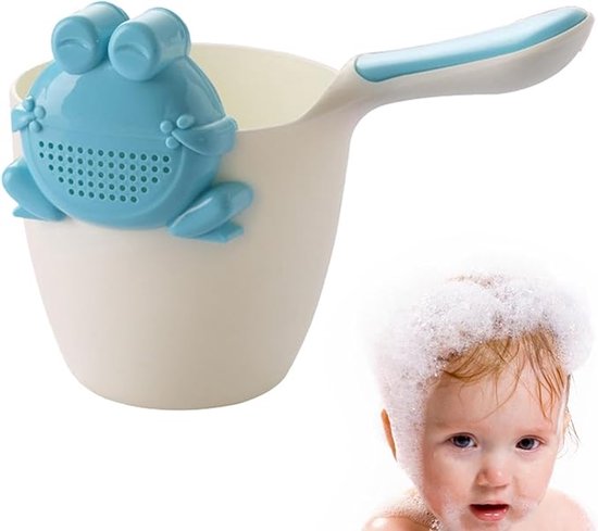 Douche beker - Shampoo beker - Badgieter - Badwasshampoo Rinser - Tandenborstel houder - geschikt Voor Peuters, Baby's, Kinderen - witblauw