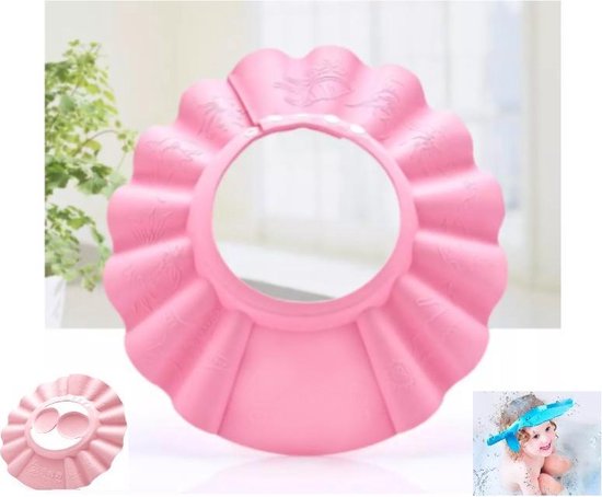 Douche Muts Verstelbaar – Roze / Douchekapje – Douche / Shower Cap - Douche Kap - Baby / Kind Haarwas Hulp Kap – Peuter Douchemuts met oorbescherming – Shampoo Bad Douchemuts – Shampoo Baden Douchemuts – Baby and Toddler hair washing aid – Pink van Ducomi