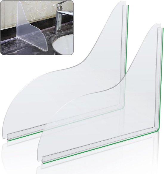Douche Splash Guard Set van 2 stuks - Zelfklevend - Badkuip Hoek Splash Guard - Voorkomt Water Spatten - Transparant - Douche Water Guard