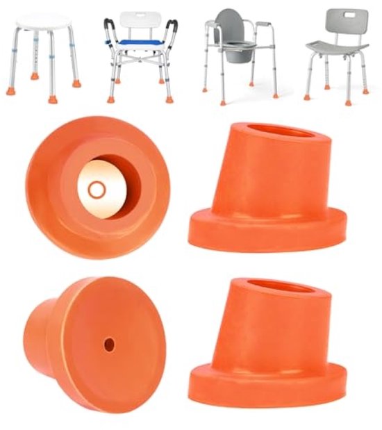Douche Stoel Pootdoppen 25mm - 4 Stuks Antislip Rubber Tips voor Bad Transfer Krukken en Opstapladder - Oranje