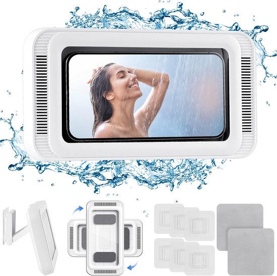Douche Telefoonhouder, 480° Draaibaar en Waterdicht voor Badkamer, Anti-Condens Scherm voor Douche en Spiegel