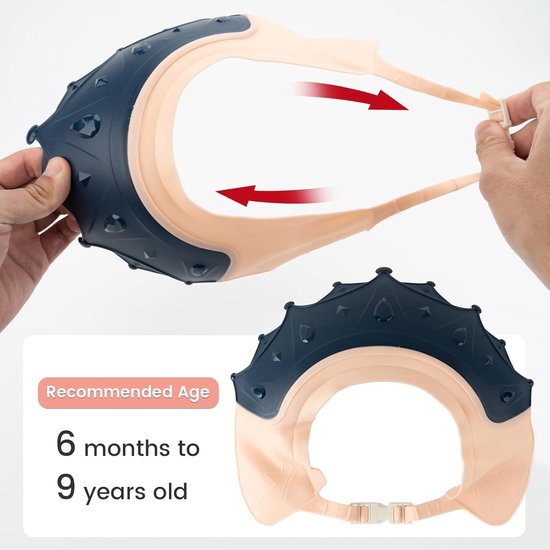 Douchecap Kinderen Baby Verstelbare Kroon Vorm Haar Wassen Kind Bescherming Shampoo Bescherming Baby Visier voor Ogen en Oor (Kroon Blauw)
