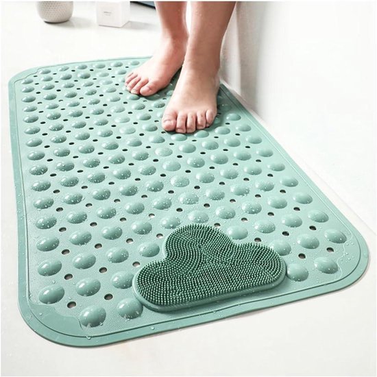 douchemat antislip, 120 x 80 cm antislip badmat met zuignappen, doucheinleg comfort massage, antislipmat douche wasbaar in de wasmachine, blauw