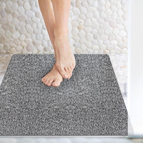 Douchemat - Antislip badmat - Veilig douchen - Zonder zuignappen - 80x80 cm - Grijs