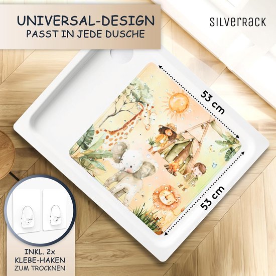Douchemat Antislip - Badmat Veilig - Veilig Douchen - Machinewasbaar Schimmelvrij - 53 x 53 cm - Safari