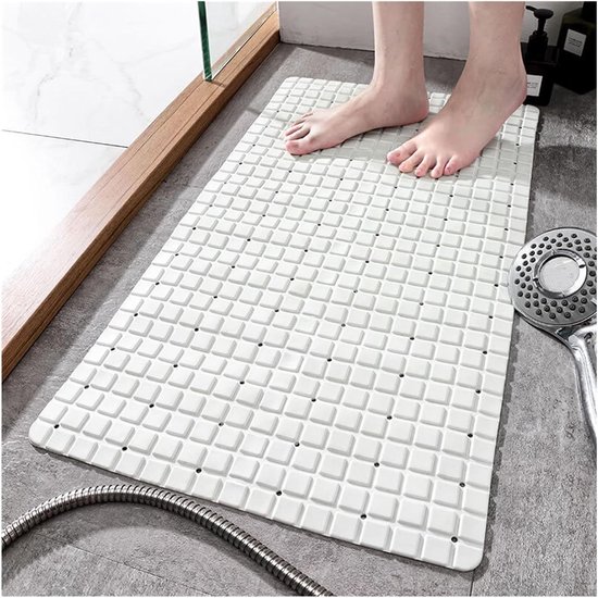 Douchemat Antislip - Badmat Zacht - Veilig Douchen - Met Zuignappen - 40x71 cm - Wit