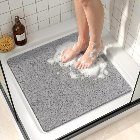 Douchemat Antislip - Badmat Zonder Zuignappen - Veilig Douchen - Efficiënte Afwatering - 53 x 53 cm - Grijs