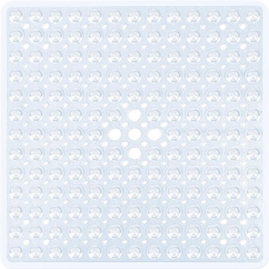Douchemat Vierkant - Badmat Anti-slip - Veilig Douchen - 169 Grote Zuignappen - 50x50 cm - Transparant
