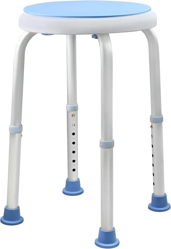 Douchezitje voor senioren, in hoogte verstelbaar van 37-53 cm, toiletverhoger met antislipvoeten, badzitje met 360° draaibaarheid, type 1. van Wenko