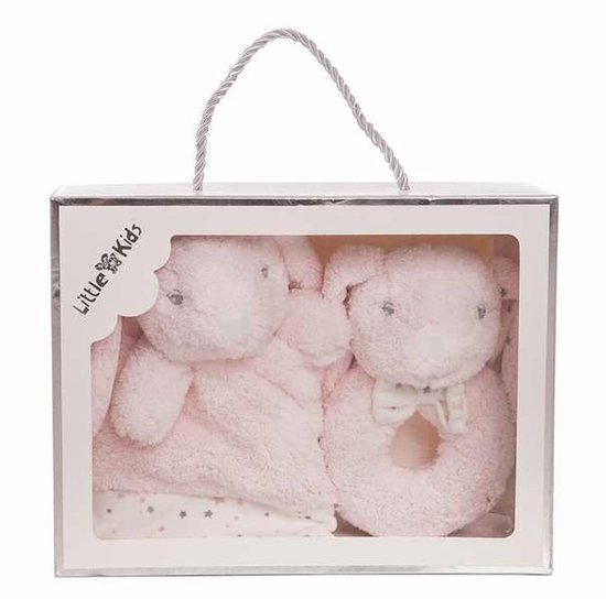 Doudou - Baby cadeau - Knuffdoekje en rammelaar - Konijn - Roze - 30x30cm van Doudou et Compagnie