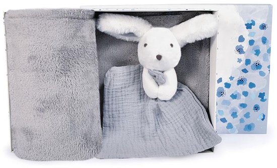 Doudou et Compagnie - Knuffeldoekje & Dekentje - Konijntje - Happy Glossy - 100 x 70 cm - 0m+ van Merkloos
