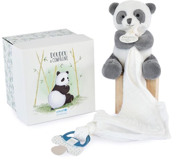 Doudou et Compagnie - Knuffeldoekje met speenclip - Panda - 12 cm - 0m+ van Merkloos