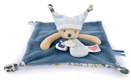 Doudou et Compagnie - Knuffeldoekje - Teddybeer - Blauw - 25 cm - 0m+ van Merkloos