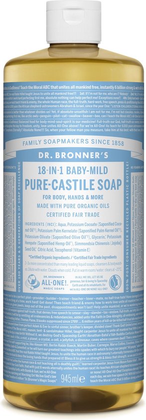 Dr. Bronner's Gel Baby Mild 18-in-1 Pure-Castile Soap 475ml van Dr. Bronner's