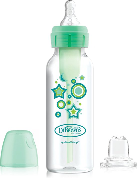 Dr. Brown’s Bottle to Sippy Starter Kit Babyfles - Smalle halsfles - 250 ml - Groen van Merkloos