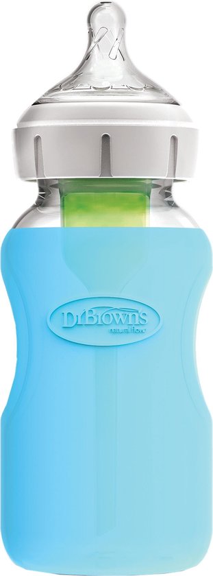 Dr. Brown's Flesbeschermer - Brede halsfles - 270ml - Blauw van Dr. Brown's