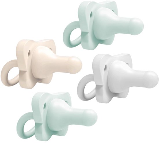 Dr. Brown's HappyPaci Fopspeen 0-6 Maanden (4 Stuks) – Ergonomisch Eendelig Ontwerp – 100% Siliconen – BPA-vrij – Groene/Grijs