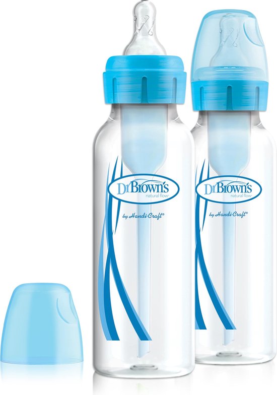 Dr. Brown's Options+ Anti-Colic Babyfles - Smalle halsfles - 250ml - Blauw - 2 stuks van Dr. Brown's