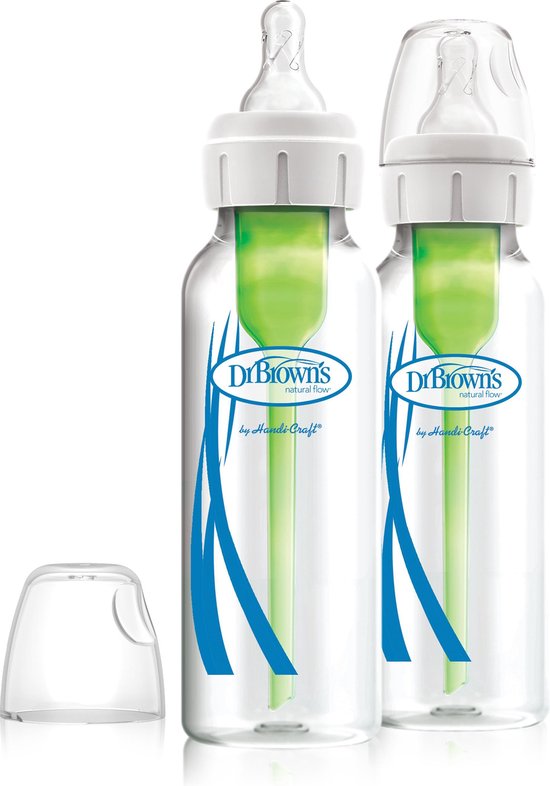 Dr. Brown's Options+ Anti-Colic Babyfles - Smalle halsfles - Glas - 250ml - 2 stuks van Dr. Brown's