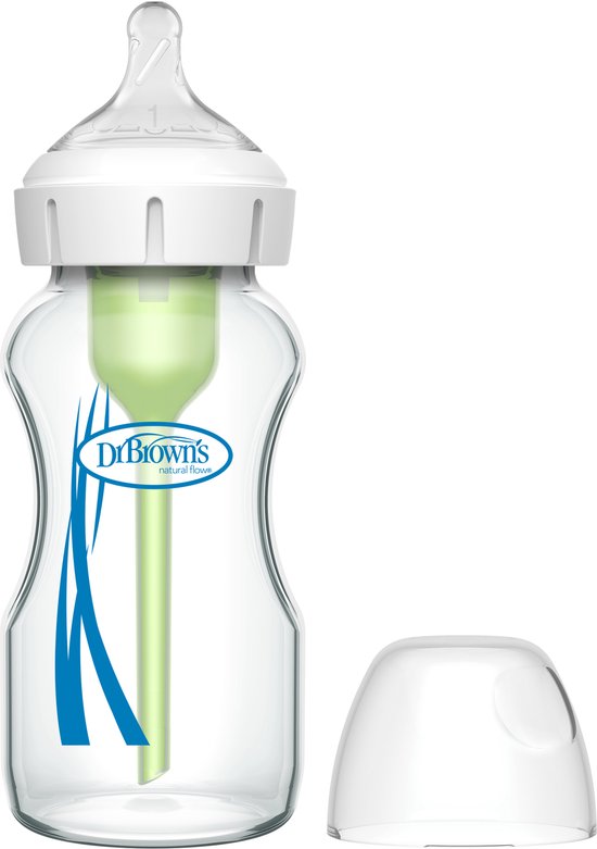 Dr. Brown's Options+ Anti-colic Bottle - Brede halsfles 270 ml glas van Dr. Brown's
