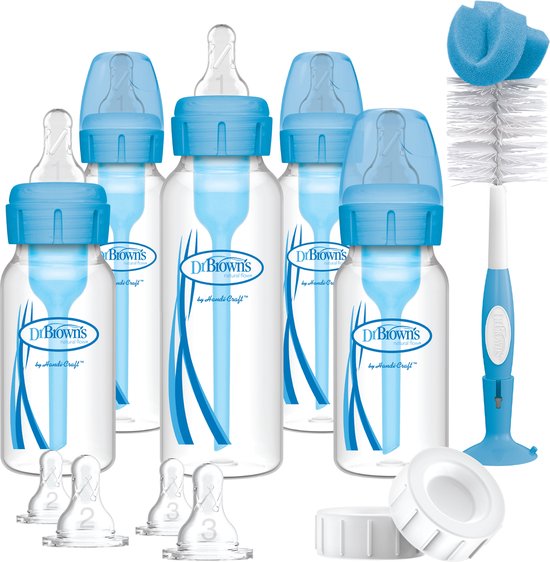 Dr. Brown's Options+ Anti-Colic Starterset - Smalle halsfles - Blauw van Dr. Brown's