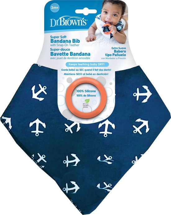 Dr Brown's - Slabetje Met Bijtring - Baby slabbetjes bandana stijl van Dr. Brown's