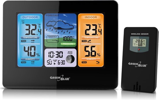 Draadloos weerstation met DCF-systeem - GreenBlue GB526 van Merkloos