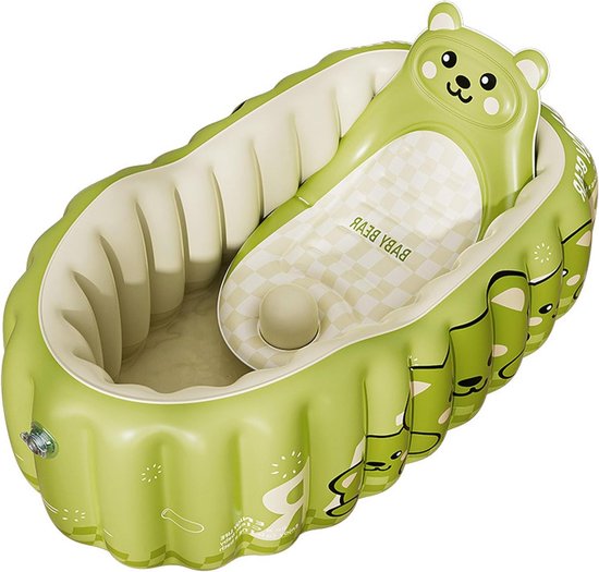 Draagbaar Babybad - Opblaasbad Peuter - Veilig Baden - Anti-slip Zitje - 90 x 58 cm - Beer