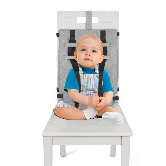 Draagbaar kinderzitje - Verstelbaar babyreisharnas - Opvouwbaar kinderzitje - Geweldig voor vakanties, uit eten gaan, familie-uitjes - Past op de meeste stoelen - Grijs van Venturelblu