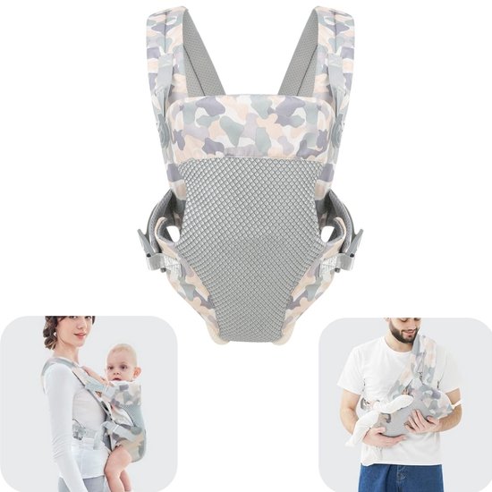 Draagband - Babydraagzak - Babydrager - Dubbelschouder draagband - Kan horizontaal dragen - Verstelbaar - Inspanning besparend - Sterk draagvermogen - Huisaccessoires - Unisex - Geschikt voor baby's (grijs, 40*10cm)