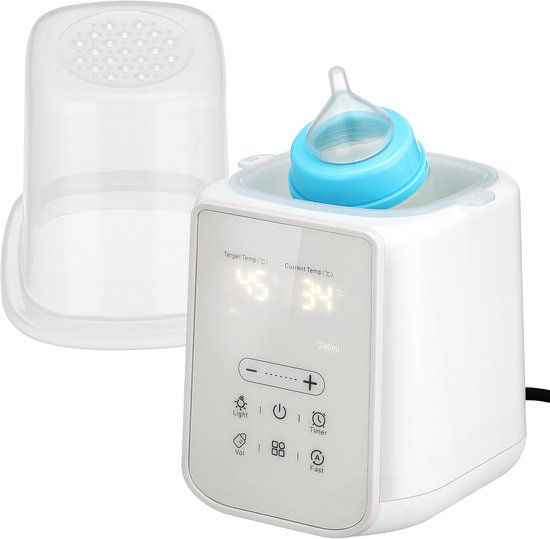 Draagbare 8-in-1 Babyflesverwarmer – Snel Opwarmen van Borstmelk & Flesvoeding – Temperatuurregeling 30-65°C – Geschikt voor Flessen & Melkzakjes – EU-stekker