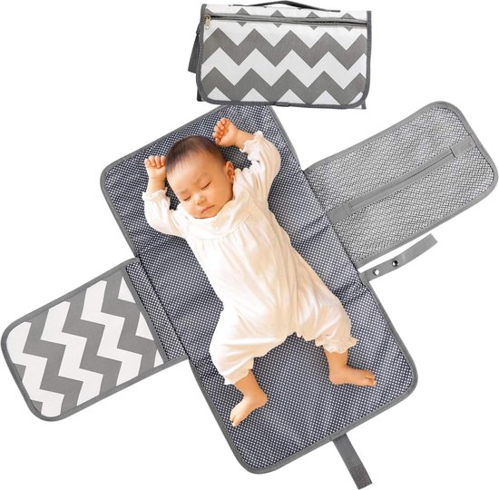 Draagbare aankleedmat, afwisbaar, waterdicht, opvouwbaar baby-aankleedkussen, luiertas voor onderweg, luierkussen voor op reis (grijs) van Lässig