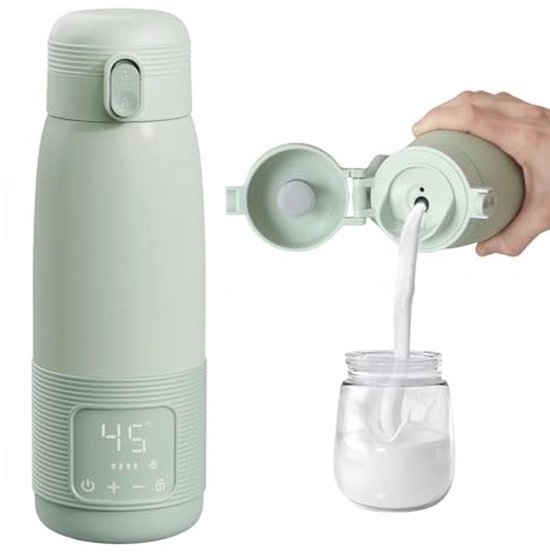 Draagbare babyflessenwarmer met digitale temperatuurregeling en 500 ml capaciteit