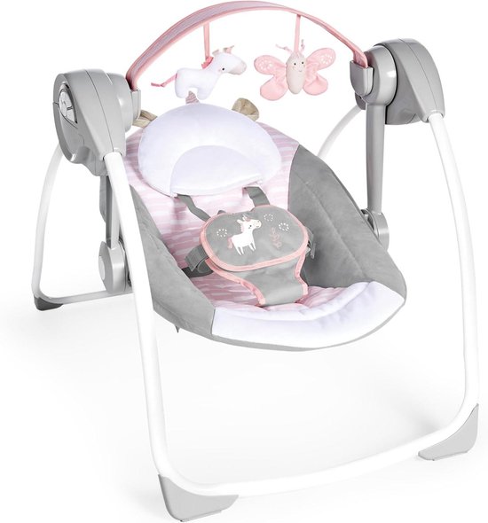 Draagbare babyschommel - Baby schommelstoel - Baby kalmeren - 6 Snelheden en melodieën - Compact ontwerp - Roze