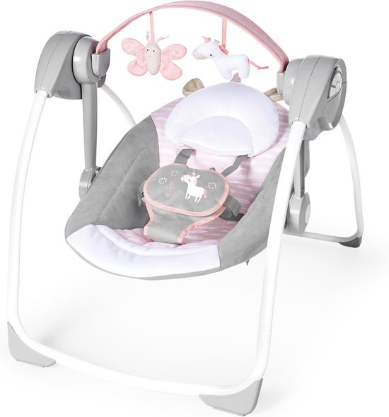 Draagbare Babyschommel met Vlinder en Eenhoorn, Roze