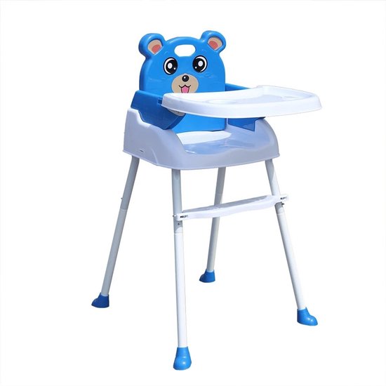 Draagbare Babystoel - Kinderstoel - Opvouwbaar - Draagbaar - Beer - Eetstoel - Blauw - Verstelbaar - Hoog en Laag - Met Gordels - Baby - 60x60x85 cm - Stoel - Speelgoed - T/m 3 jaar - Draagvermogen van 15kg van Merkloos