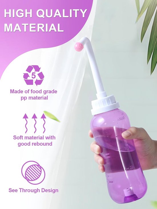 draagbare bidet podouche - popodouche 500 ml vaginale douche met 2 sproeiers podouche met knop peri fles bidetlity intieme douche vrouw paars van Bidetlity