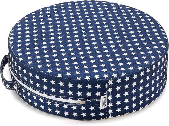 Draagbare Cartoon Kinderstoel met Verhoogde Zitting, Afneembare en Wasbare Zitting, Ideaal voor Eten, Spelen en Reizen (Navy Blauw)