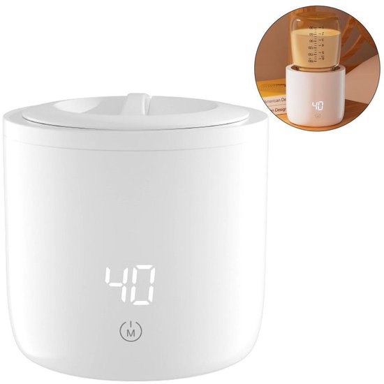 Draagbare, draadloze flessenwarmer voor baby's, 4 temperatuurinstellingen, 5000mAh batterij, geschikt voor moedermelk, flesvoeding en water. van Merkloos