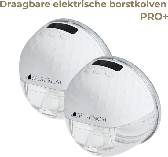 Draagbare Elektrische Borstkolf PUREMOM® - DUBBELZIJDIG - Handsfree – BPA-Vrij - Incl. 10 moedermelk bewaarzakjes, Reistasje, BH clipje, accessoires, Borstvoeding informatie, & Borstschildverkleiners - PRO+ van PUREMOM®