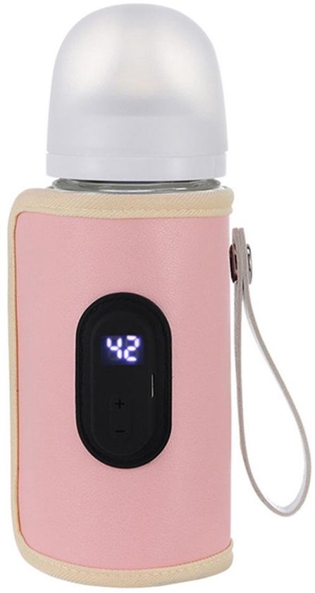 Draagbare flessenwarmer, 18W snelle verwarming voor flessen, 20 instelbare temperatuurstanden, geschikt voor pasgeborenen, ideaal voor thuis en op reis.