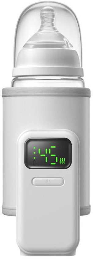 Draagbare Flessenwarmer 5000ml - Draadloze Flessenwarmer voor Onderweg - Oplaadbare Flessenwarmer met LED-display en Temperatuurregeling - Ideaal voor op Reis en Nachtvoeding - Wit