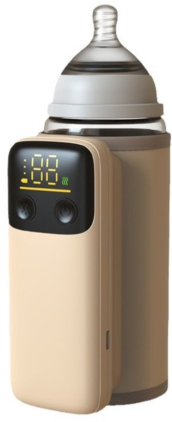 Draagbare Flessenwarmer 6000ml - Draadloze Flessenwarmer voor Onderweg - Oplaadbare Flessenwarmer met LED-display en Temperatuurregeling - Ideaal voor op Reis en Dagjes Uit - Khaki